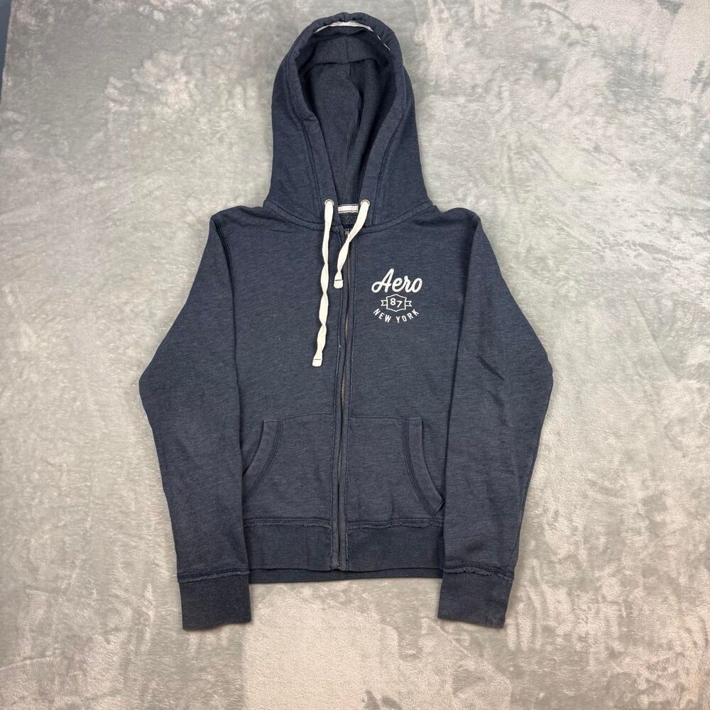 Aeropostale Women's Navy and Blue Hoodie